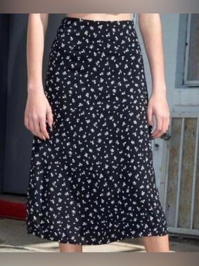 Brandy Melville black floral midi skirt